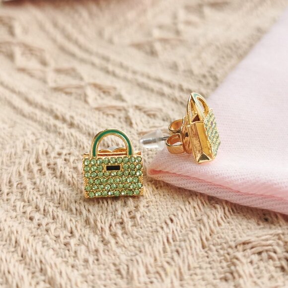 Kate Spade Sweet Treasures Green Stud Earrings in Gold - Picture 3 of 4